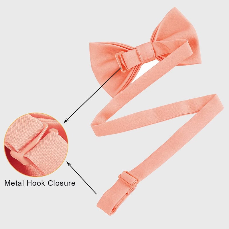 Kajeer Classic Pre-Tied Mens Bow Ties Formal Adjustable Solid Tuxedo Bowtie for for Adults & Children(Light Peach, L - (18+ years,adults, full ages)) - Image 5